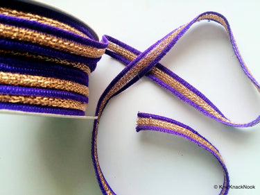 Purple And Gold Thread Lace Trim, Approx. 14mm wide - 200317L224